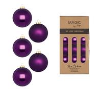 Glass Christmas Tree Ball Glitter Set Ø 4cm,36 Piece / Box,Lila Symphony - Magic