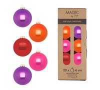 Glass Christmas Tree Ball Glitter Set Ø 6cm,20 Piece / Box,Farb Mix Party Time -