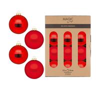 Glass Christmas Tree Ball Glitter Set Ø 8cm, 12 / Box, Merry Trickster Magic By