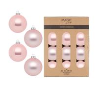 Glass Christmas Tree Ball Glitter Set Ø 8cm, 12 Piece / Box, Pink Mix Lovely