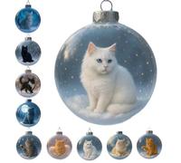 Glass Christmas Tree Baubles,Cute Cat Christmas Ornaments Collection, Baubles Decorations,Cats Figurines In Crystal Ball,Pendants For Party Wedding Home Decor