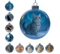 Glass Christmas Tree Baubles,Cute Cat Christmas Ornaments Collection, Baubles Decorations,Cats Figurines In Crystal Ball,Pendants For Party Wedding Home Decor