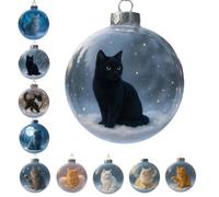 Glass Christmas Tree Baubles,Cute Cat Christmas Ornaments Collection, Baubles Decorations,Cats Figurines In Crystal Ball,Pendants For Party Wedding Home Decor