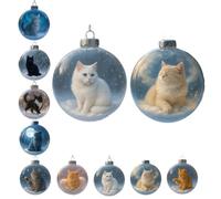 Glass Christmas Tree Baubles,Cute Cat Christmas Ornaments Collection, Baubles Decorations,Cats Figurines In Crystal Ball,Pendants For Party Wedding Home Decor