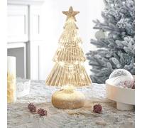 Glass Christmas Tree Light Up, Store Lighted Glass Christmas Tree Figurine Tabletop Luminous Glass Conical Ornaments LED Glowing Christmas Tree Light Xmas Tree Decorations for Living Room Fireplace