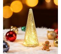 Glass Christmas Tree with LED Light for Home Decoration, Silver Mercury Decorations Indoor,Battery Operated Small Xmas Tree Decor for Tabletop Home Party Centerpiece