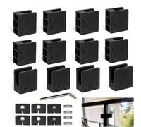 Glass Clamp,12PCS Stainless Steel 304 Brushed Glass Holder Shelf Bracket for 8-12mm Thick for Railing, Stairs Holder,Black