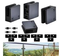 Glass Clamp-4PCS Adjustable Glass Shelf Bracket, 1/3 "-1/2 " 304 Stainless Steel Glass Clamps, Glass Clamp Bracket is Suitable for Railing, Stairs, Glass Wall, All Kinds of Glass(4, Black)