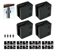 Glass Clamp - 4PCS Glass Bracket for 1/4 "-1/2 "（6mm-12mm） Tempered Glass, Stainless Steel 304 Flat Back Square Glass Clip Polished for Balustrade 、Handrail, Glass Holder Metal Casting Black
