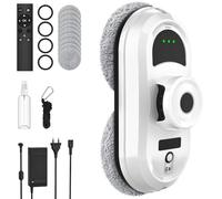 Glass Cleaner Robot, 5600Pa Electric Window Cleaning Robot with Security System, Smart Navigation, Remote Control, Edge Detection, for All Smooth Surfaces, with 10 Cloth