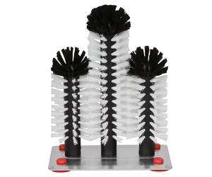 Glass cleaning brush with metal base, 2 x 18 cm and 1 x 25 cm