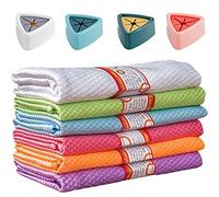 Glass Cleaning Cloths for Home All Purpose 30x40cm, 6 x Microfibre Cleaning Cloth Large Streak Free, Lint Free and Absorbent Cleaning Cloth with Towel Holder for Window, Mirror, Kitchen, Car