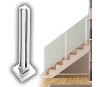 Glass Clip,Balcony Railing Column Balustrade, Safety Post Kit with Screws, Deck Garden Fence Panel Clamps Handrail(White Corner Post,H70cm)