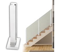 Glass Clip,Balcony Railing Column Balustrade, Safety Post Kit with Screws, Deck Garden Fence Panel Clamps Handrail(White Mid Post,H70cm)