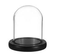 Glass Cloche Dome with Black Base, Transparent Display Dome for Home Decor, Cake Showcasing, and Decorative Object Display, 12-Inch Diameter