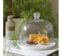 Glass Cloche with White Marble Base, Cake Dome, Cheese Platter, Cheese Board, Marble & Glass Cake Dome, Glass Cake Display Cloche, Kitchen Dish, Cake Plate, Round Cake Storage Tin, Foodies Gift