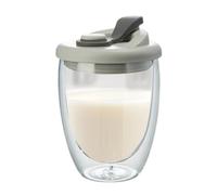 Glass Coffee Cup for Tea | 350ml Double Wall Clear Coffee Cup, Travel Mug with Lid for Coffee, Tea, Juice, Milk, Latte, Dessert to Meet Your Drink Requirements.Not Too Heavy, It's Egg
