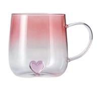 Glass Coffee Cups Gradient Jar with 3D Heart