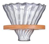 Glass Coffee Dripper/Filter - Glass Pour Over Coffee Cone with Bamboo Stand, Drip Coffee Maker Funnel Accessories for Home or Office, 1-4 Cups