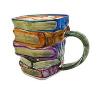 Glass Coffee Mug - 3D Book Stack Painted Cup for Literature Enthusiasts, Clear Novelty Tea Milk Glass for Dormitory, Travel, School, Decorative Reading Cups for Writers, Hot Drinks