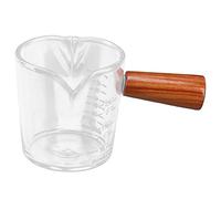 Glass Coffee Mug, Double Spout Milk Cup with Wooden Handle Espresso Shot Glass for Home Kitchen(02 Thick Bottom Cup Double Mouth)