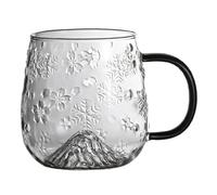 Glass Coffee Mugs, 450ml Heat/Cold-Resistant High Borosilicate Glass Coffee Cups, Clear Snowflake Coffee Mug with Handle, Non Slip Glass Cups for Latte, Tea, Juice, Beverage Glass Coffee M
