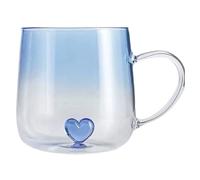 Glass Coffee Mugs - Gradient Color Single-Layer Cup | Heart-Shaped Couple Mug with Handle - Milk Juice Jar, Anti-Scald, Travel Water Cup - 3D Decorative Glass for Kitchen,Daily Use