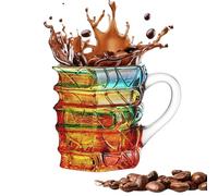 Glass Coffee Mugs,Heat-Resistant 3D Painted Stacking Book Cups | Gradient Color Glass Mugs for Hot Beverages,for Beer Cappuccino Water Cold Brew Christmas Birthday Travel Home Latte