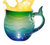 Glass Coffee Mugs,Mermaid Tail Handle Modern Art | Coffee Glass Cups Tea Mug - for Milk Water Juice Desk Decor Home Office Dorm Restaurant Bar Adults Kids Birthday Christmas