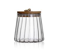 Glass Coffee Nuts Canister Airtight Storage Jar Petal Decorative Jar Airtight Glass Organizer Jar with Sealed Lid Metal Handle for Coffee Beans Tea Sugar Nut Honey Jams (650ml/21oz-Conical)