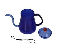 Glass Coffee Pot, 600ml Reusable Long Nozzle Hand Coffee Dripper Brewer Pot Colorful Safe Tea Kettle for Home Kitchen Office Picnic (Blue)