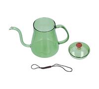 Glass Coffee Pot, 600ml Reusable Long Nozzle Hand Coffee Dripper Brewer Pot Colorful Safe Tea Kettle for Home Kitchen Office Picnic (Green)