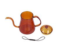 Glass Coffee Pot, 600ml Reusable Long Nozzle Hand Coffee Dripper Brewer Pot Colorful Safe Tea Kettle for Home Kitchen Office Picnic (Coffee Color)