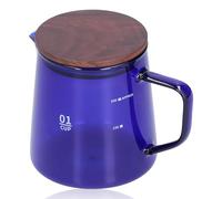 Glass Coffee Server Pot, Glass Coffee Carafe Pot with Lid and Spout Small Coffee Milk Cup 300ml Glass Teapot for Cold Tea Carafe 11.9oz(Blue)