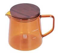 Glass Coffee Server Pot, Glass Coffee Carafe Pot with Lid and Spout Small Coffee Milk Cup 300ml Glass Teapot Portable Heat Resistant Coffee Pot Small Glass Carafe for Cold Tea Carafe 11.9oz(Brown)