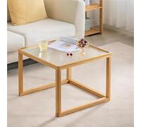 Glass Coffee Table, Small Squre Coffee Tables for Large or Small Space, Rattan Bedside Tables, Length Adjustable 2-Tier Center Table, for Living Room, Bedroom (Color : Natural Color, Size : Large: 6