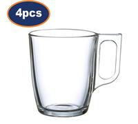 Glass Coffee Tea Cup Mug Clear Transparent Tumbler Dishwasher Safe 250Ml 4Pcs