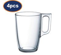 Glass Coffee Tea Cup Mug Clear Transparent Tumbler Dishwasher Safe 320Ml 4Pcs