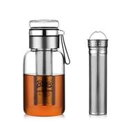 Glass Cold Brew Coffee Maker with Extended Fine Mesh Filter, Tea Infuser Bottle Iced Coffee Maker with Thick Borosilicate Glass (750ml/24oz)