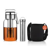 Glass Cold Brew Coffee Maker with Extended Fine Mesh Filter, Tea Infuser Bottle Iced Coffee Maker with Thick Borosilicate Glass (500ml/17oz)