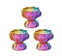 Glass Colored Candlestick Holders 3pcs for Halloween Season Lamp | Reusable Glass Set, Elegant Home Decor Piece, Easy to Operate, Hard-wearing, for Buddhist Believers