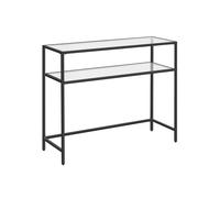 Glass Console Table with Adjustable Legs, Black