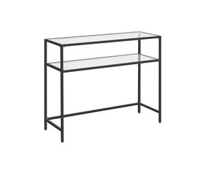 Glass Console Table with Adjustable Legs, Black