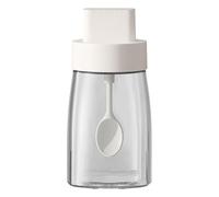 Glass Container - Condiment Box with Spoon for Kitchen | Storage Bottle for Pepper Salt Cumin Honey Sauce Sugar, Cooking Organizer, Easy to Use, Practical Kitchen Tool