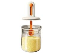 Glass Container, Condiment Pot, 275ml Wide Mouth Jars with Lid and Spoon, Salt Jar with Spoon for Seasoning, Kitchen, Home, Dorm, Counter, Meal Prep, Camping, Picnic, Clear Yellow Orange