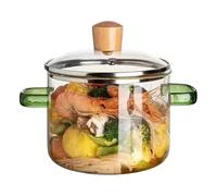 Glass Cooking Pot with Lid Heat Borosilicate Simmer Saucepan Transparent Stovetop Cookware for Soup Milk Porridge Pasta Easy Cleaning Kitchen (GN1, 18.8cmX16.5cm)