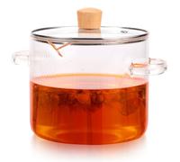 Glass Cooking Pots with Lids Transparent Borosilicate Glass Simmer Pot with Spout Heat Resistant Glass Stovetop Pot Nonstick Soup Pot Cookware Large Serving Bowl for Soup Noodles Sauce Salad(L)
