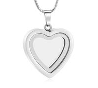 Glass Cremation Jewelry Necklace with Heart Memorial Locket for Ashes - Stainless Steel Keepsake Urn Ashes Pendant