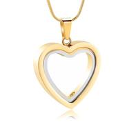 Glass Cremation Jewelry Necklace with Heart Memorial Locket for Ashes - Stainless Steel Keepsake Urn Ashes Pendant