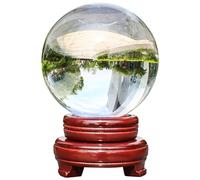 Glass Crystal Ball with Wooden Base,Clear Witchcraft Functional Magical Accessory for Gifts Family Decorative Photography Decor,15cm/5.9in Gemstone Stone